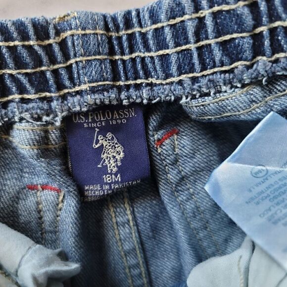 U.S. Polo Assn 18 month jean shorts long blue denim baby boy 100% cotton - Picture 3 of 5
